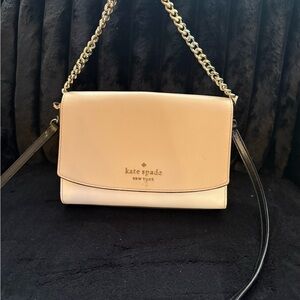Kate Spade Beige Crossbody Bag with Gold Chain